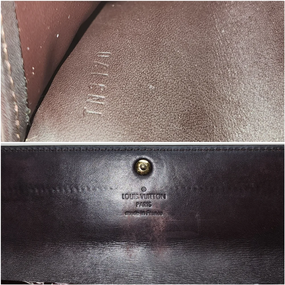 Authentic Louis Vuitton Amarante Monogram Vernis Sarah Wallet W/ Box AND COA